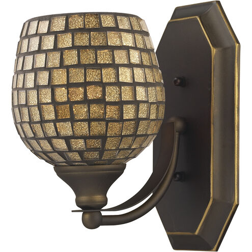 Mix-N-Match 1 Light 8 inch Aged Bronze Vanity Light Wall Light in Gold Leaf Mosaic Glass, Incandescent