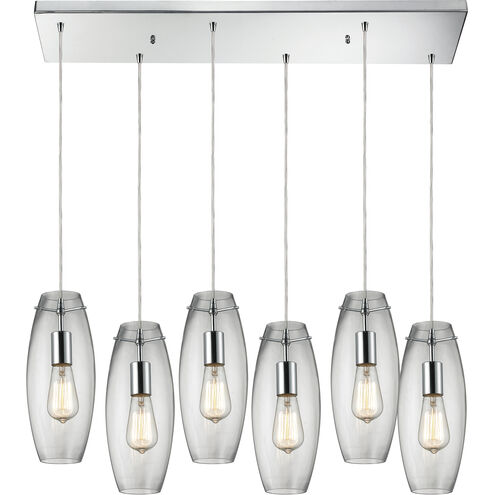 Menlow Park 6 Light 9 inch Polished Chrome with Clear Multi Pendant Ceiling Light