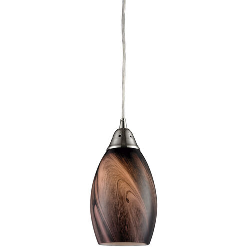 Formations 1 Light 5 inch Satin Nickel with Brown Pendant Ceiling Light in Incandescent, Rockslide