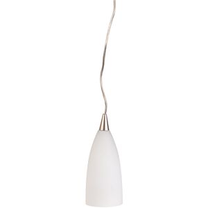 Stupa 1 Light 4 inch Satin Nickel with White Mini Pendant Ceiling Light