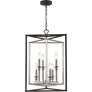Salinger 6 Light 19 inch Charcoal with Satin Nickel Pendant Ceiling Light