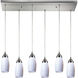 Milan 6 Light 30 inch Satin Nickel Multi Pendant Ceiling Light in Simply White Glass, Configurable