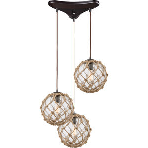 Coastal Inlet 3 Light 12 inch Oil Rubbed Bronze Multi Pendant Ceiling Light in Triangular Canopy, Configurable