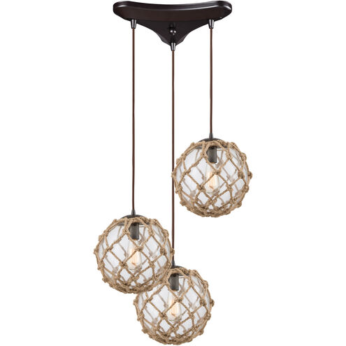 Coastal Inlet 3 Light 12 inch Oil Rubbed Bronze Multi Pendant Ceiling Light, Configurable