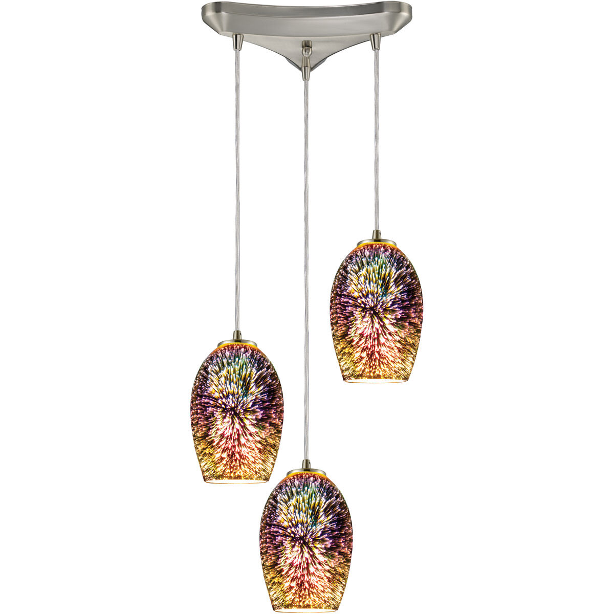 Illusions 3 Light 11 inch Satin Nickel Multi Pendant Ceiling Light Configurable