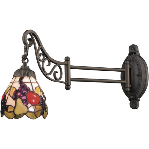 Prysi Sconce Wall Light in Tiffany 19 Glass, Incandescent