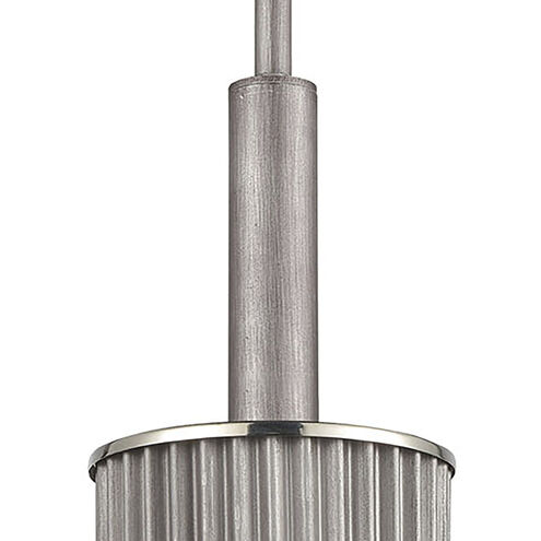 Corrugated Steel 1 Light 6 inch Weathered Zinc with Polished Nickel Mini Pendant Ceiling Light