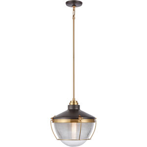 Seaway Passage 1 Light 14 inch Oil Rubbed Bronze with Satin Brass Pendant Ceiling Light
