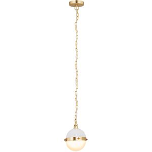 Harmelin 1 Light 7 inch Satin Brass with White Mini Pendant Ceiling Light