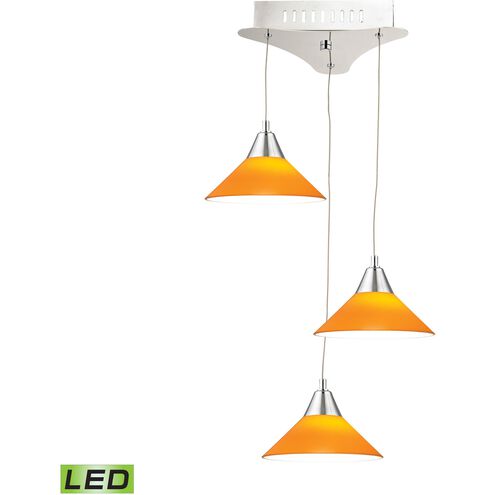 Cono 3 Light 12 inch Chrome with Yellow Mini Pendant Ceiling Light