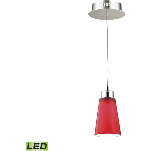Coppa LED 5 inch Chrome Mini Pendant Ceiling Light in Red
