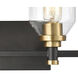 Cambria 4 Light 28 inch Matte Black with Satin Brass Vanity Light Wall Light