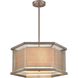 Crestler 3 Light 22 inch Weathered Zinc with Beige and White Chandelier Ceiling Light
