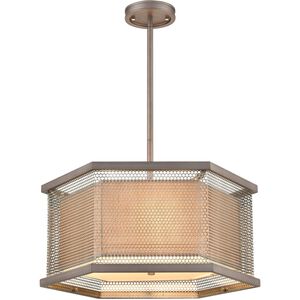 Crestler 3 Light 22 inch Weathered Zinc with Beige and White Chandelier Ceiling Light