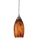 Galaxy 1 Light 5 inch Satin Nickel Mini Pendant Ceiling Light in Brown, Incandescent