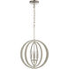 Retro Rings 3 Light 14 inch Sandy Beechwood with Polished Nickel Chandelier Ceiling Light