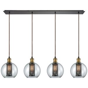Bremington 4 Light 46 inch Oil Rubbed Bronze with Tarnished Brass Mini Pendant Ceiling Light in Linear, Linear