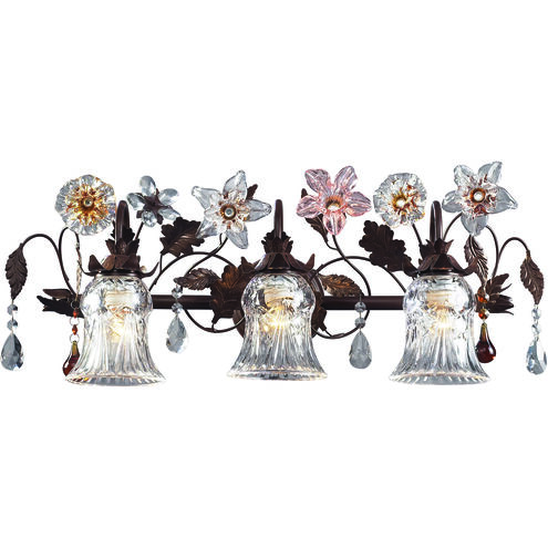 Cristallo Fiore 3 Light 26 inch Deep Rust Vanity Light Wall Light