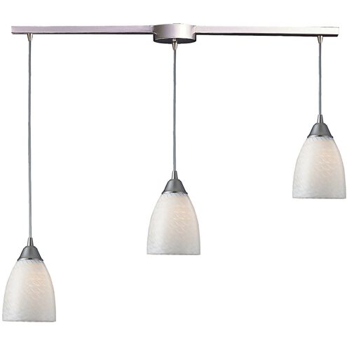 Arco Baleno 3 Light 36 inch Satin Nickel Mini Pendant Ceiling Light in White Swirl Glass