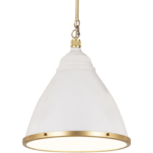 Katelyn 1 Light 15 inch White with Satin Brass Pendant Ceiling Light