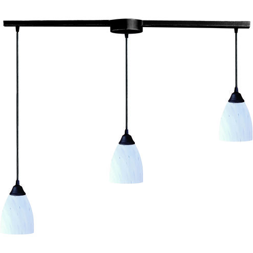 Classico 3 Light 36 inch Dark Rust Mini Pendant Ceiling Light in Simply White Glass