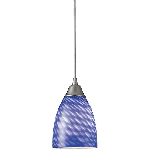 Arco Baleno 1 Light 5 inch Satin Nickel Mini Pendant Ceiling Light in Sapphire Glass, Incandescent