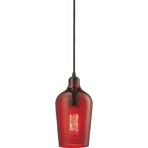 Hammered Glass 1 Light 5 inch Oil Rubbed Bronze Multi Pendant Ceiling Light in Hammered Red Glass, Standard, Configurable