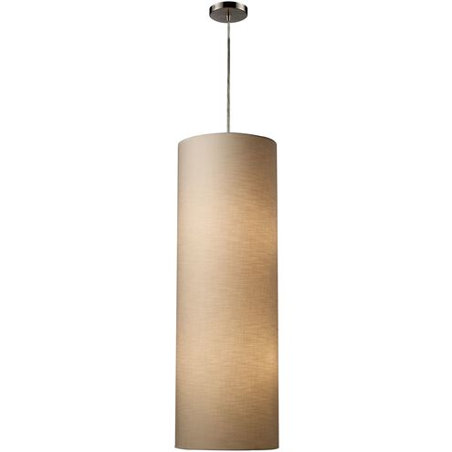 Fabric Cylinders 4 Light 12 inch Satin Nickel Pendant Ceiling Light in Incandescent