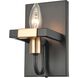 Heathrow 1 Light 5 inch Matte Black with Satin Brass Vanity Light Wall Light