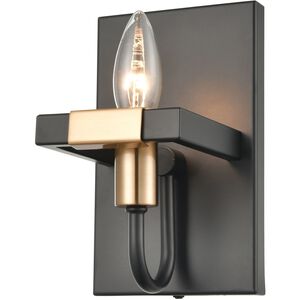 Heathrow 1 Light 5 inch Matte Black with Satin Brass Vanity Light Wall Light