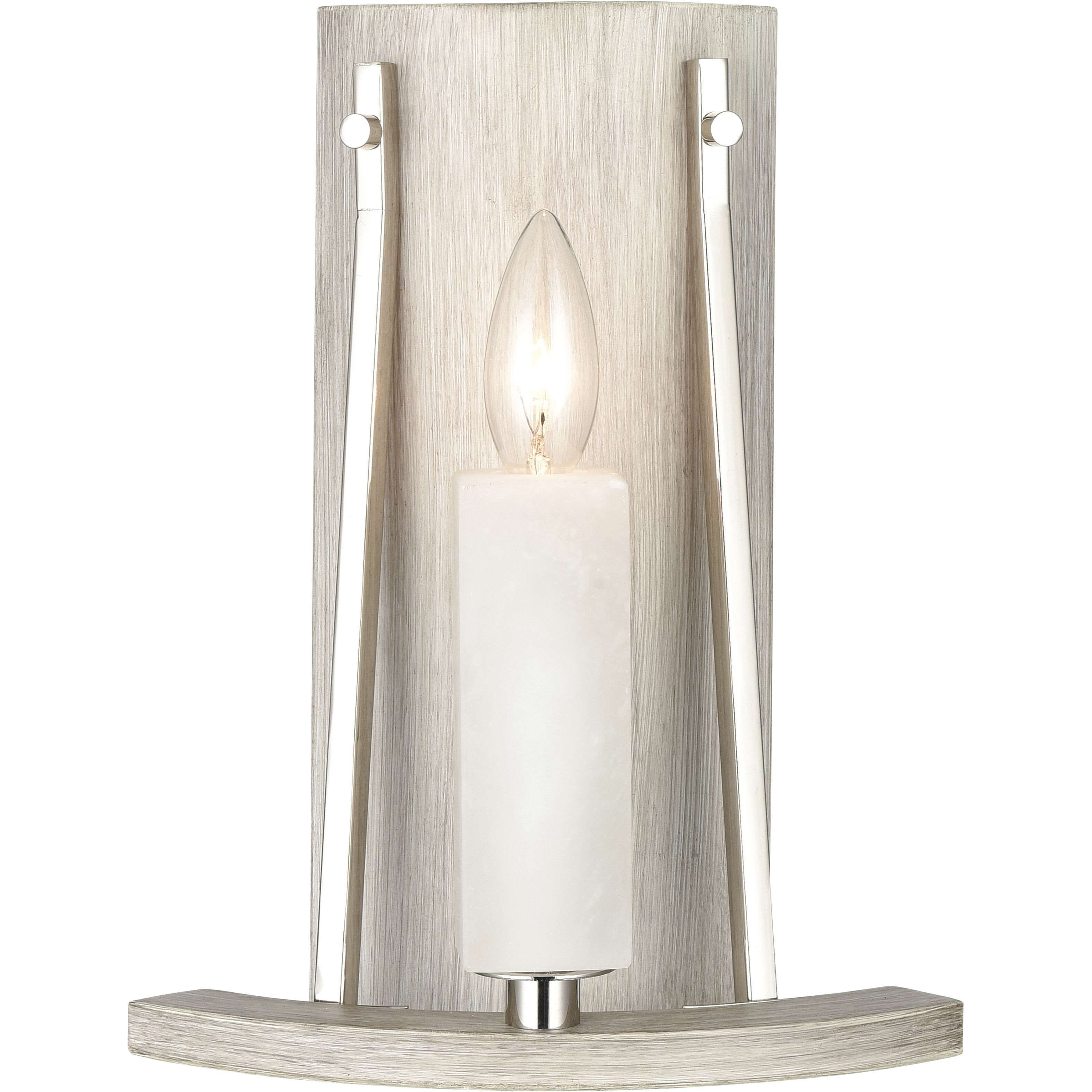 ELK 69340 1 White Stone 1 Light 9 inch Polished Nickel with Sunbleached Oak ADA Sconce Wall Light
