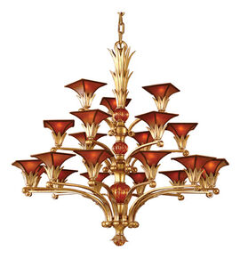 Valenciana 21 Light 46 inch Solid Brass Gold Leaf Chandelier Ceiling Light