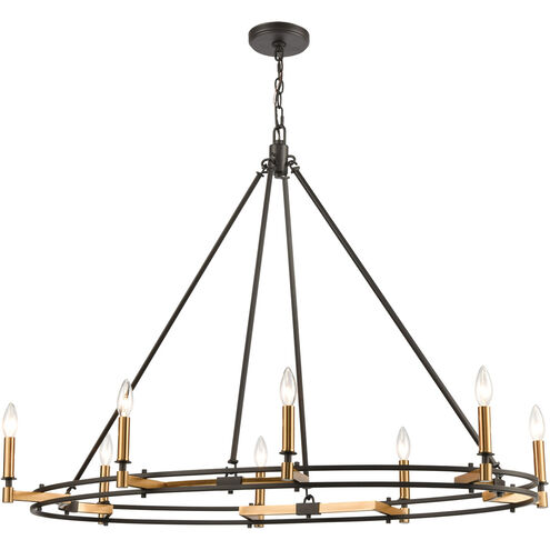 Talia 8 Light 42 inch Oil Rubbed Bronze with Satin Brass Linear Chandelier Ceiling Light