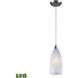 Verona LED 5 inch Satin Nickel Mini Pendant Ceiling Light in Snow White Glass
