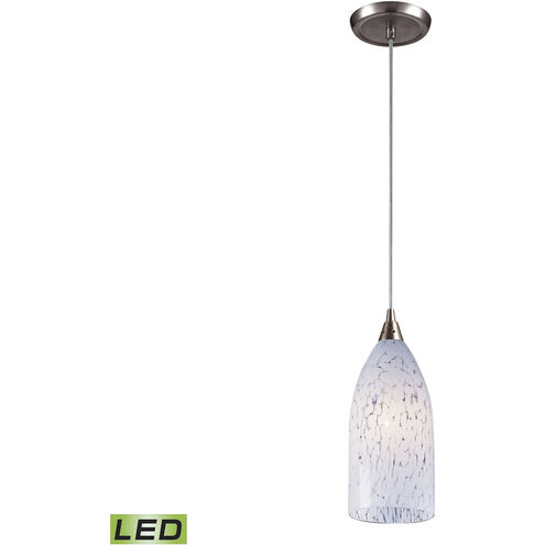 Verona LED 5 inch Satin Nickel Mini Pendant Ceiling Light in Snow White Glass