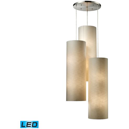 Fabric Cylinders LED 28 inch Satin Nickel Mini Pendant Ceiling Light