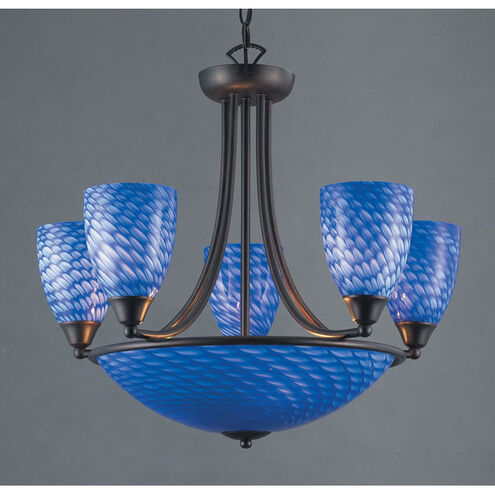 Arco Baleno 8 Light 23 inch Dark Rust with Blue Chandelier Ceiling Light