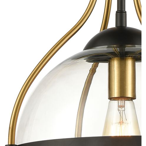 Vispon 1 Light 14 inch Matte Black with Burnished Brass Pendant Ceiling Light