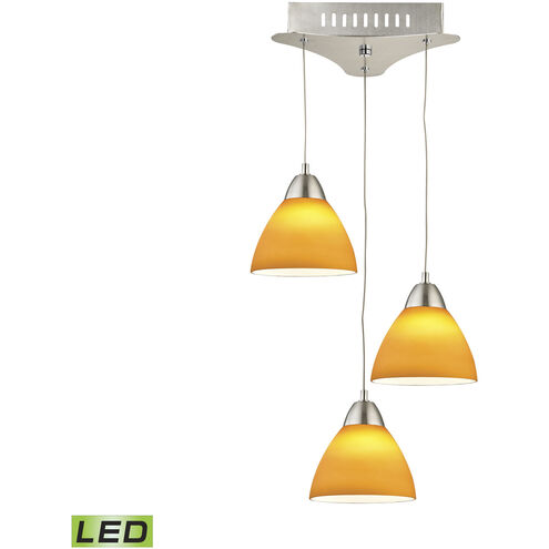 Piatto LED 11 inch Satin Nickel Mini Pendant Ceiling Light in Yellow