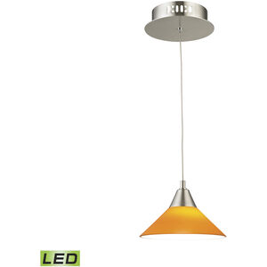 Cono LED 7 inch Satin Nickel Mini Pendant Ceiling Light in Yellow