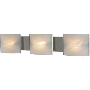 Pannelli 3 Light 30 inch Stainless Steel Vanity Light Wall Light in White Alabaster