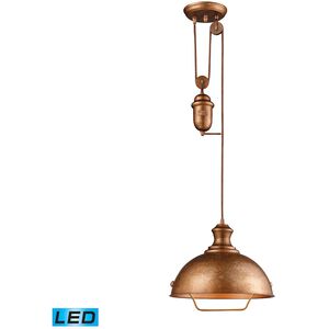 Farmhouse LED 14 inch Bellwether Copper Pendant Ceiling Light