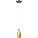 Milan 1 Light 3 inch Satin Nickel with Yellow Mini Pendant Ceiling Light in Yellow Blaze, Incandescent