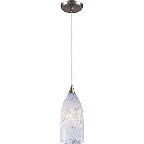 Verona 1 Light 5 inch Satin Nickel Mini Pendant Ceiling Light in Snow White Glass, Incandescent