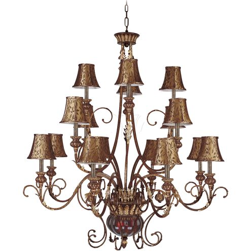 Charlotte 18 Light 55 inch Golden Bronze with Old Bronze and Red Chandelier Ceiling Light