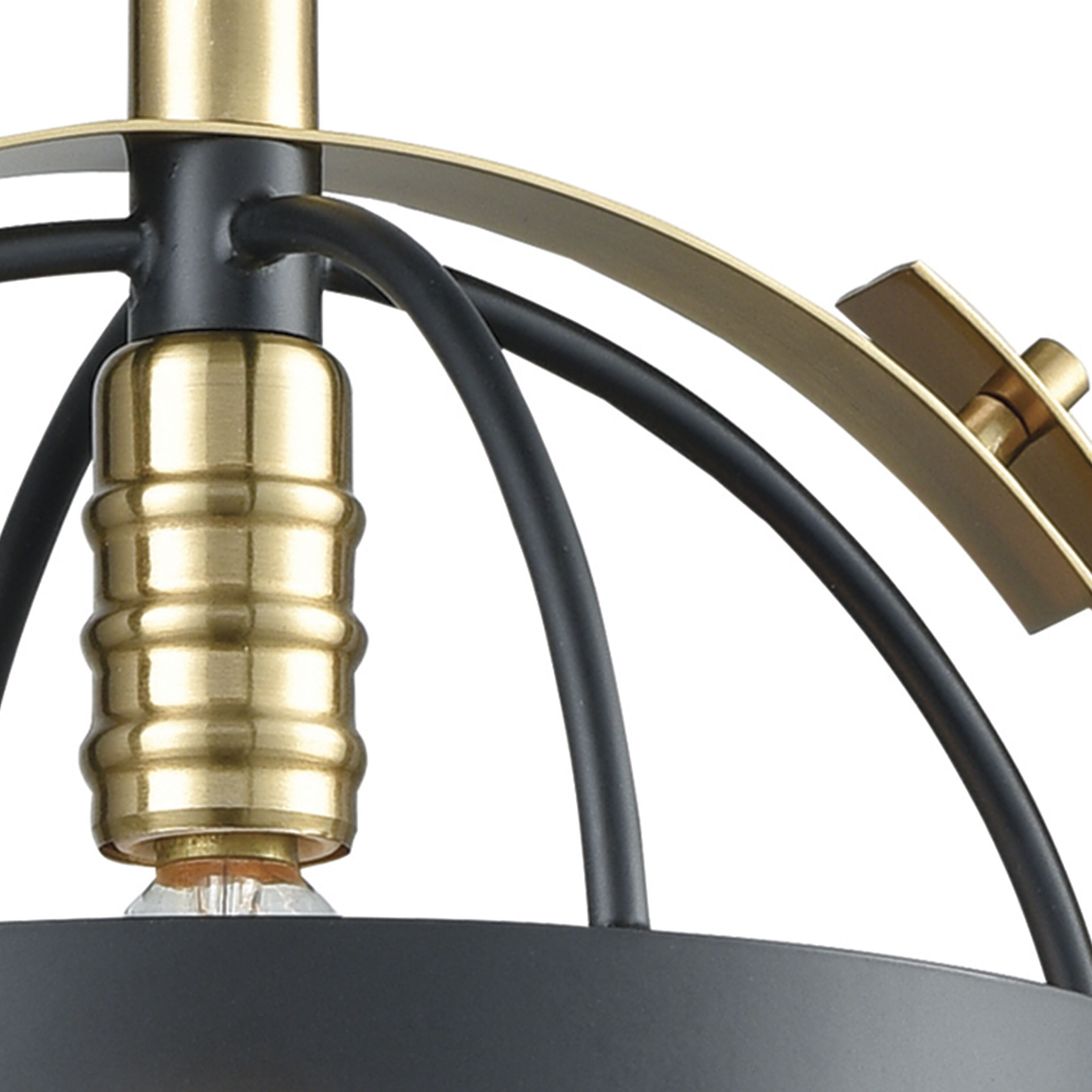 Caldwell 1 Light 10 inch Matte Black with Satin Brass Mini Pendant Ceiling  Light