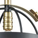 Caldwell 1 Light 10 inch Matte Black with Satin Brass Mini Pendant Ceiling Light