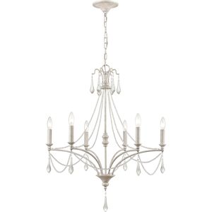 French Parlor 6 Light 27 inch Vintage White Chandelier Ceiling Light