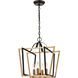 Bridgette 4 Light 16 inch Matte Black with Satin Brass Pendant Ceiling Light
