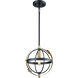 Caldwell 1 Light 10 inch Matte Black with Satin Brass Mini Pendant Ceiling Light